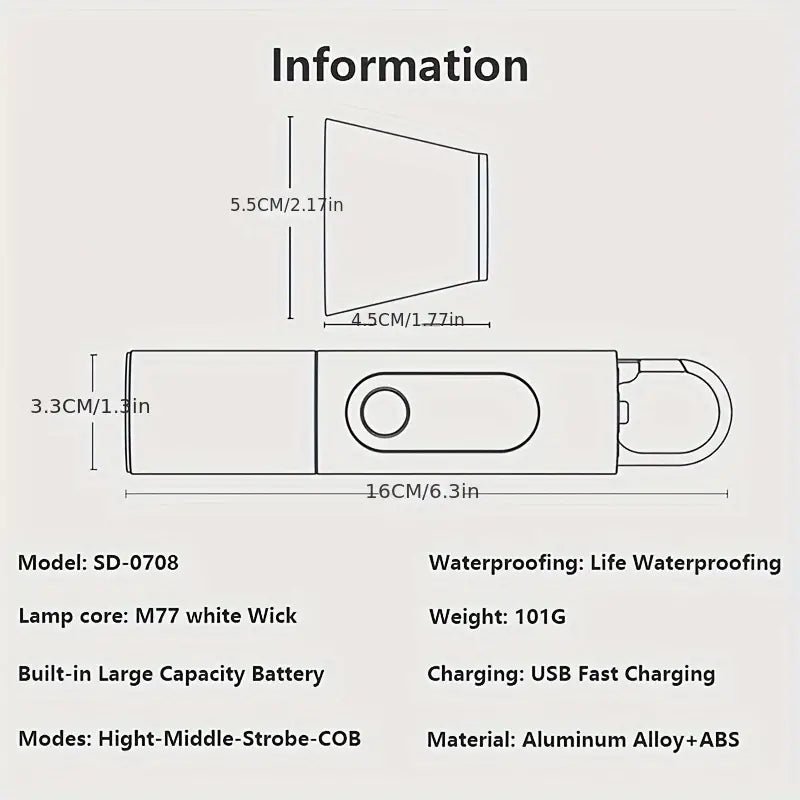 مصباح كهربائي يدوي قابل للشحن - Image 3