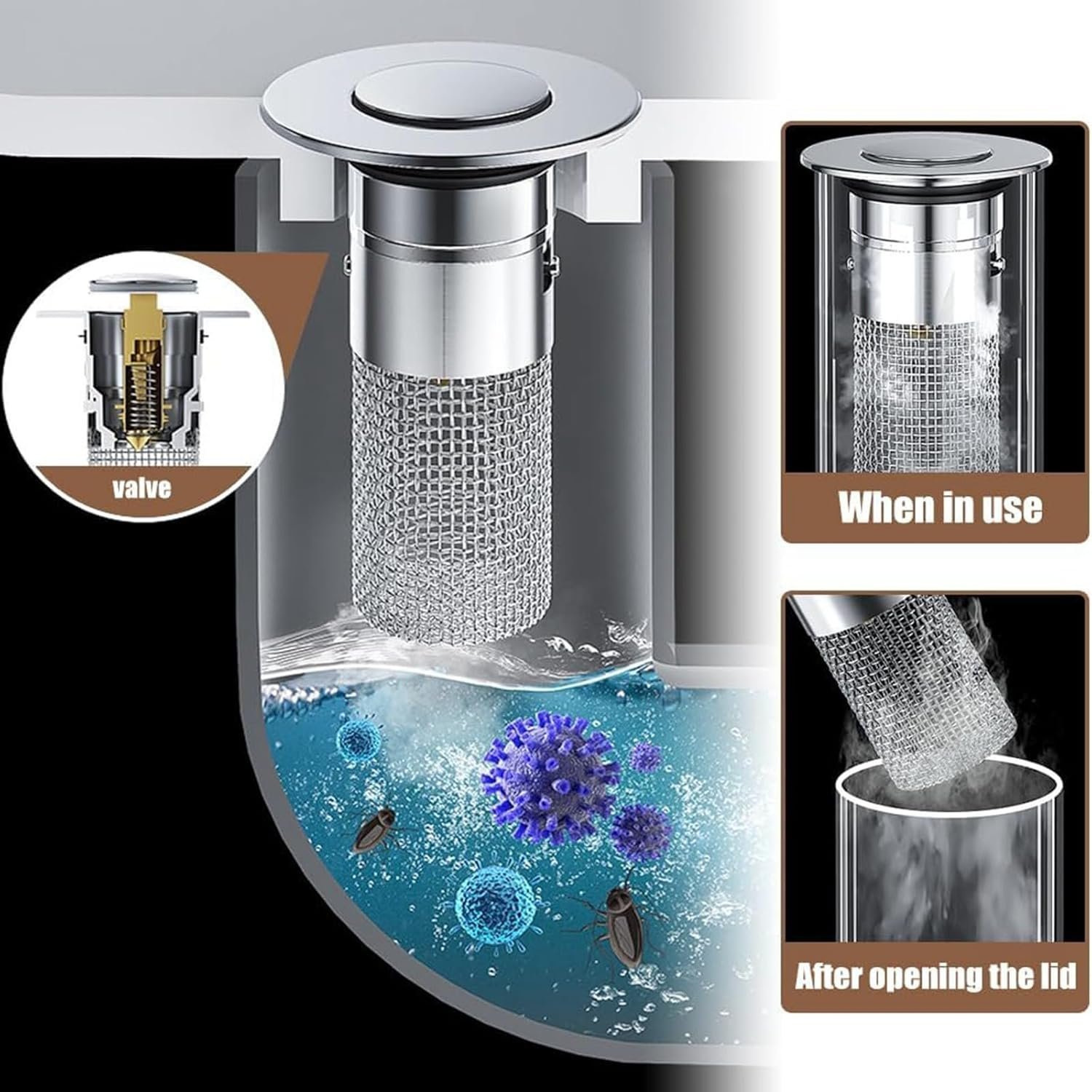 Bouchon / Filtre d’Évier Inoxydable – Lot de 3 Pièces - Image 3