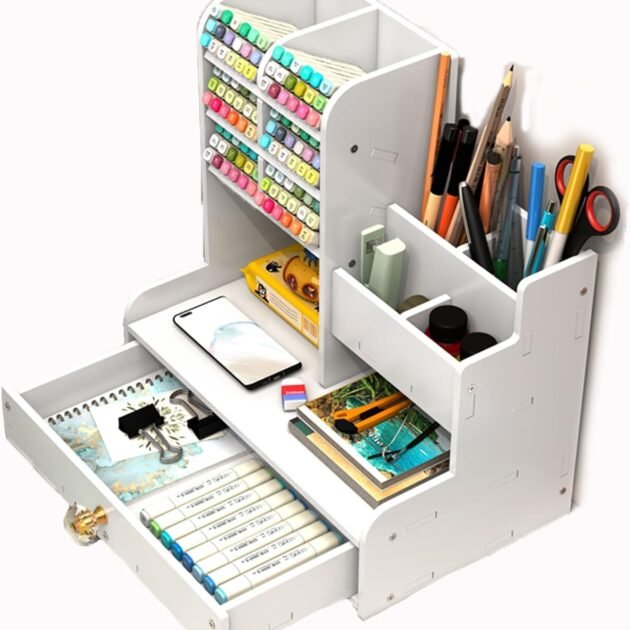 Organisateur de Bureau en PVC – 10 Compartiments 